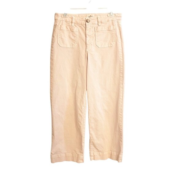Marine Layer Bridget Wide Leg Cropped Pants Papyrus Casual Size 6 Light Peach - Picture 2 of 9